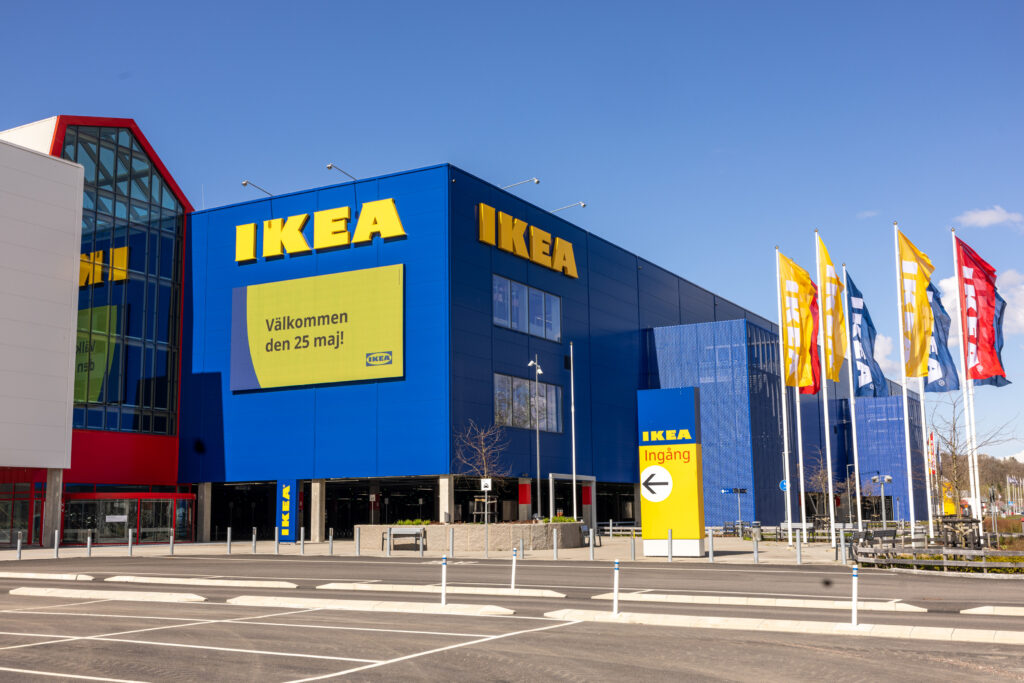 IKEA store with colorful exterior designs. ikea hacks